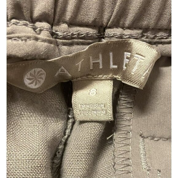 Athleta Pants Womens 8 Gray Linen Bali Ankle Cuffed Drawstring Pull On Relaxed - Picture 6 of 8